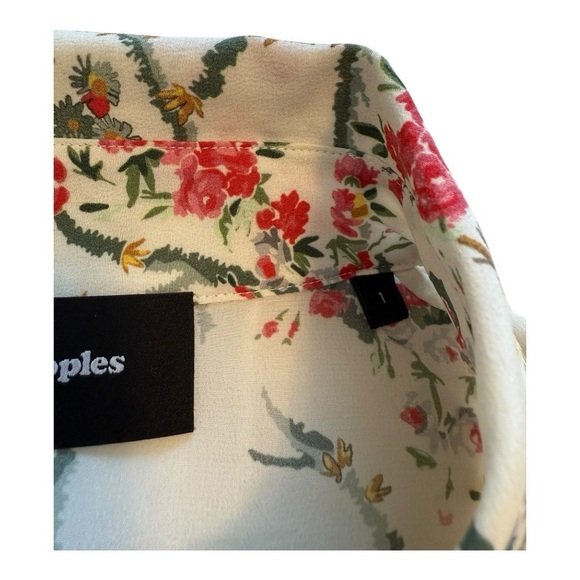 The Kooples | White Bird Avian & Floral-Print Silk Shirt - Size 1 / Small - Picture 6 of 13